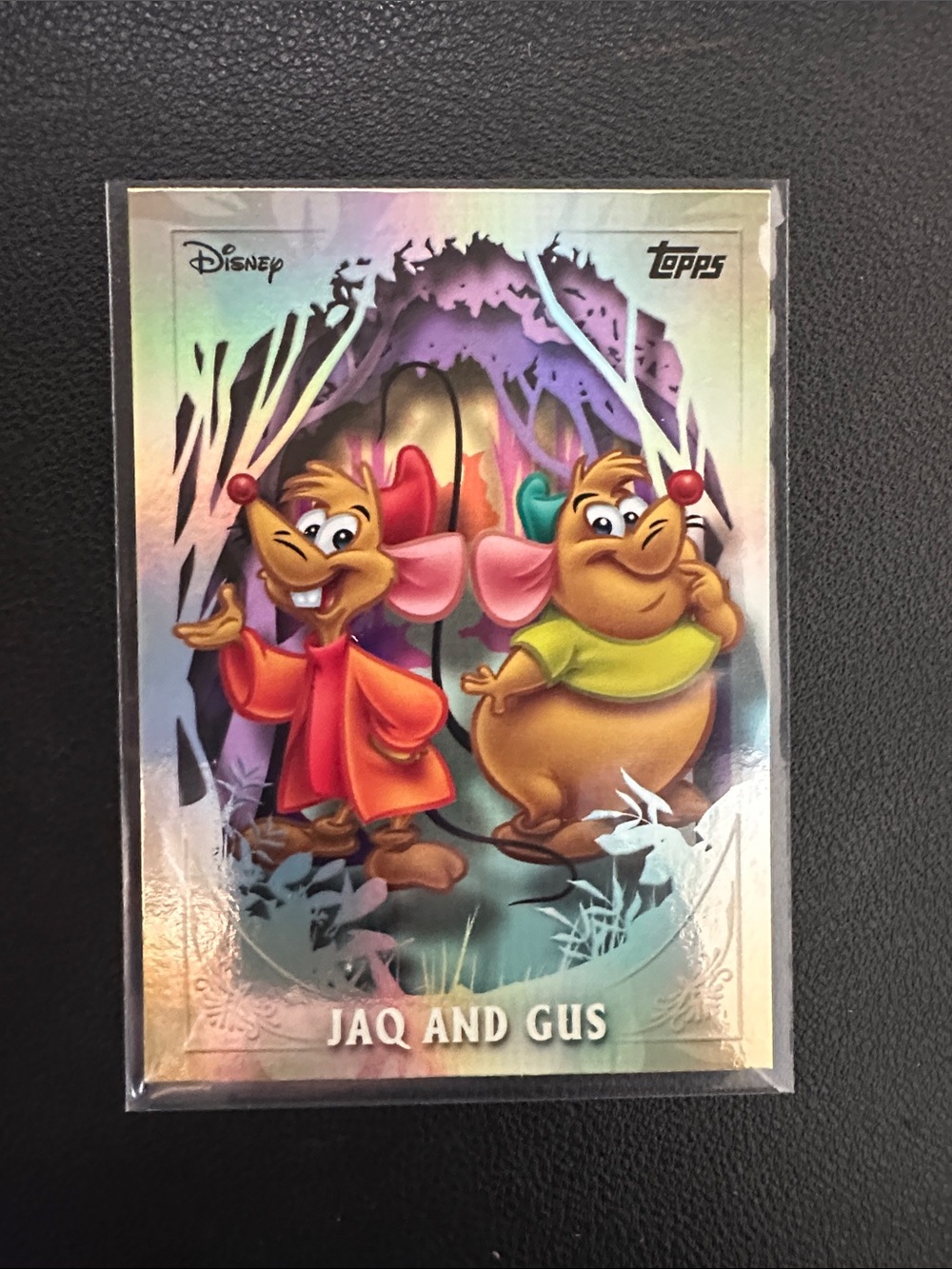 Disney Jaq and Gus Holographic Card - Pink, Red, Green, Purple